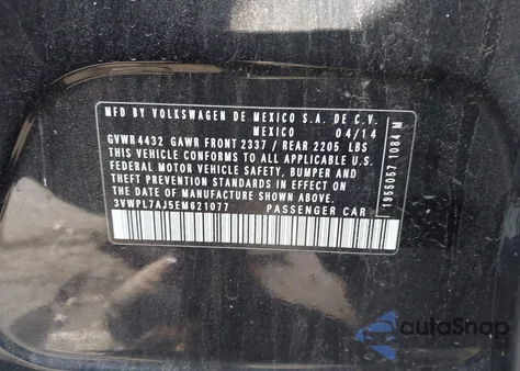 2014 Volkswagen Jetta Sportwagen 2.0L Tdi z USA, uszkodzony, nr VIN 3VWPL7AJ5EM621077